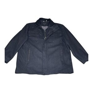 Calvin‎ Klein Jacket Mens 2XL Gray Wool Blend Quilted Lining Zip Snap Pockets